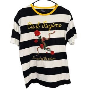 Civil Regime Snake Rose Stripe Tee L Black White Graphic Unisex Streetwear